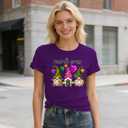 Mardi Gr Gnome Shirt for Women Fat Tuesday Tee Tops New Orleans Party Short Sleeve (Purple, S)