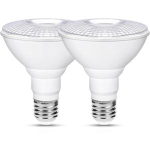 Flaspar 2 Pack PAR30 LED Flood Light Bulb Outdoor, 12W 100W Equivalent Spotlight Indoor, 1100LM Dimmable Track Lighting E26 5000K Daylihgt White LED Flood Bulbs for Security Recessed Bulb Lighting