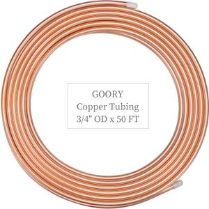 GOORY Copper Tubing 3/4" OD x 0.688" ID x 50 Ft - 99.9% C12200 Pure ACR Tube - ASTM B280 Refrigeration T2 Copper Tube Soft Coil - Round Seamless Tubing for Refrigerator HVAC System Industry DIY