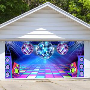 Disco Garage Door Backdrop 13 x 6 ft, Dance Party Retro 70s 80s 90s Theme Stage Dance Ball Prom Garage Door Cover Outdoor Decoration Background Adults Birthday Party Photo Props Banner, Blue