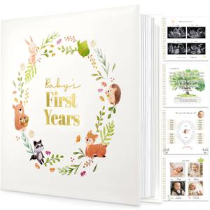 Keepsake Baby Memory Book, Girl, Boy  Beautiful First 5 Year Journal Book, 100 Pages Newborn Milestone Scrapbook, From Pregnancy to Age 5, First Time Mom Gifts for Baby Shower, Gender Neutral (Muse)