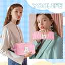 YOOLIFE Gifts for Teen Girls - Personalized Initial Makeup Bag, Birthday Gifts for Women Sister Friend Daughter Girls Kids (Green)