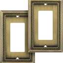 Henne Bery Sunken Pearls Heavy Duty Decorative Wall Plate Switch Plate Outlet Cover (Single Decorator, 2 Pack, Antique Brass)