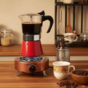 Induction Moka Pot, 4 Cups (7.1 oz) Crystal Glass-Top & Stainless Steel Moka Pot, Classic Stovetop Espresso Maker, Silver