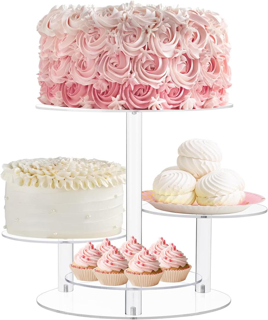 Boxalls Cake Stand 4 Tier - Stylish Clear Cake Tree Acrylic Cupcake Tower for Weddings