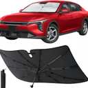 Econour Windshield Sun Shade Umbrella for Car | Medium Foldable Car Sunshade | UV & Heat Protection Front Window Sun Shield, Keeps Interior Cool, Fits Sedans SUVs & Trucks (57 x 33)