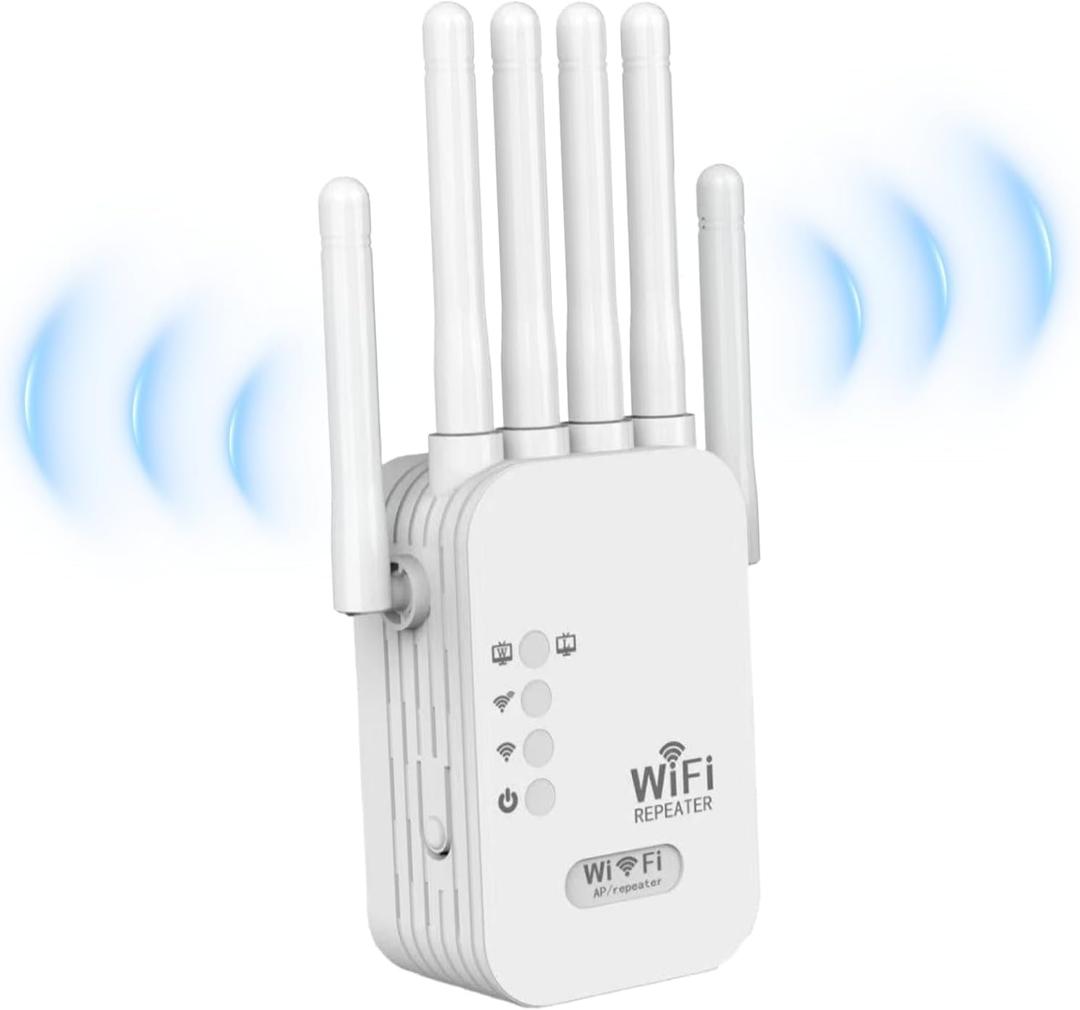 WiFi Extender Signal Booster, 2026 Best WiFi Extender with Ethernet Port, 1200Mbps WiFi Booster Dual Band 5GHz/2.4GHz, Up to 12,880 Sq.ft and Wireless Long Range Amplifier, 1-Tap Setup, White