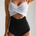 Eomenie Women's One Piece Swimsuits Tummy Control Cutout High Waisted Bathing Suit Wrap Tie Back 1 Piece Swimsuit (L)