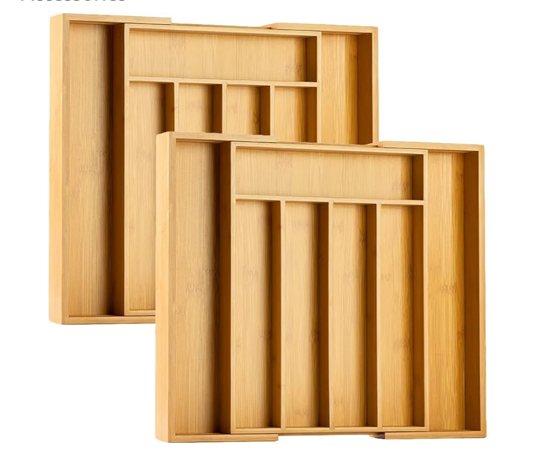 Kitchen Silverware Drawer Organizer and Storage Flatware Cutlery Utensil Holder Spice Rack Containers Bathroom Counter Cabinet Office Desk Makeup Drawer Tray Kitchen and Dining Tools Decor Accessories