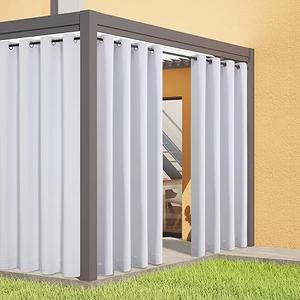 Outdoor Curtains for Patio Waterproof - Weatherproof Porch & Gazebo Curtains, Grommet Top and Tab Bottom Drape,2 Panel, 52" W x 84" L, White
