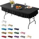 4ft Black Stretch Tablecloth for Rectangular Tables - Flared Wrap Design, Waterproof, Wrinkle-Resistant, Washable - Ideal for Weddings, Parties, Banquets & Table Protection