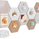 10 Pack Hexagon Cork Board Tiles Alternative, 12'' Fully Self-Adhesive Modern Felt Bulletin for Wall Decor, Frameless Pin Board for Office, Renter-Friendly Decorative Hexagon Corkboard with 30 Pins