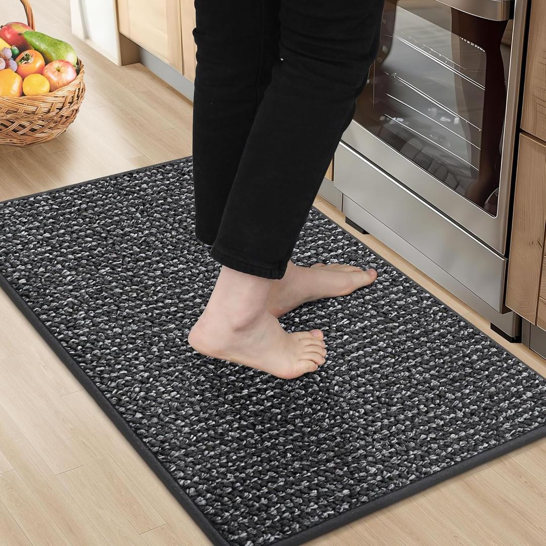 BEQHAUSE Kitchen Rugs 20"x32", Non-Slip Kitchen Mats for Floor, Super Absorbent and Stain Resistant Kitchen Rugs, Machine Washable Rugs for Kitchen, Hallway, Laundry & Sink, Charcoal