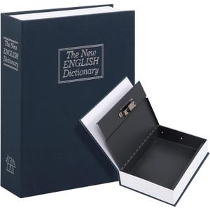 KYODOLED 10.5-Inch Diversion Book Safe With Combination Lock, Extra Large Hidden Metal Lock Box, Money Hiding Collection Box, 10.5" x 7.8" x 2.6", Navy Blue