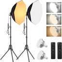 Soonpho Softbox Lighting Kit, 22'' Octagon Softbox Photography Lighting Kit with Softbox 22Inch/55cm (2 Pack), 85W 3000-6000K Remote Control LED Lighting Bulds, Studio Lights for Video Recording