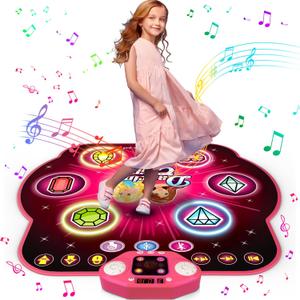 Dance Mat Toys for 3-12 Year Old Girls, 6-Button Kids Dance Mats Bluetooth Dance Pad, Light-up 6 Game Modes Dance Mat for Kids, Christmas/Birthday Gifts for 3-5 6 7 8 9 10+ Year Old Kid (Purple)