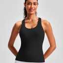 Cross Back Athletic Yoga Tops Workout Tank Top with Built-in Bra for Gym Pilates (Black, L)