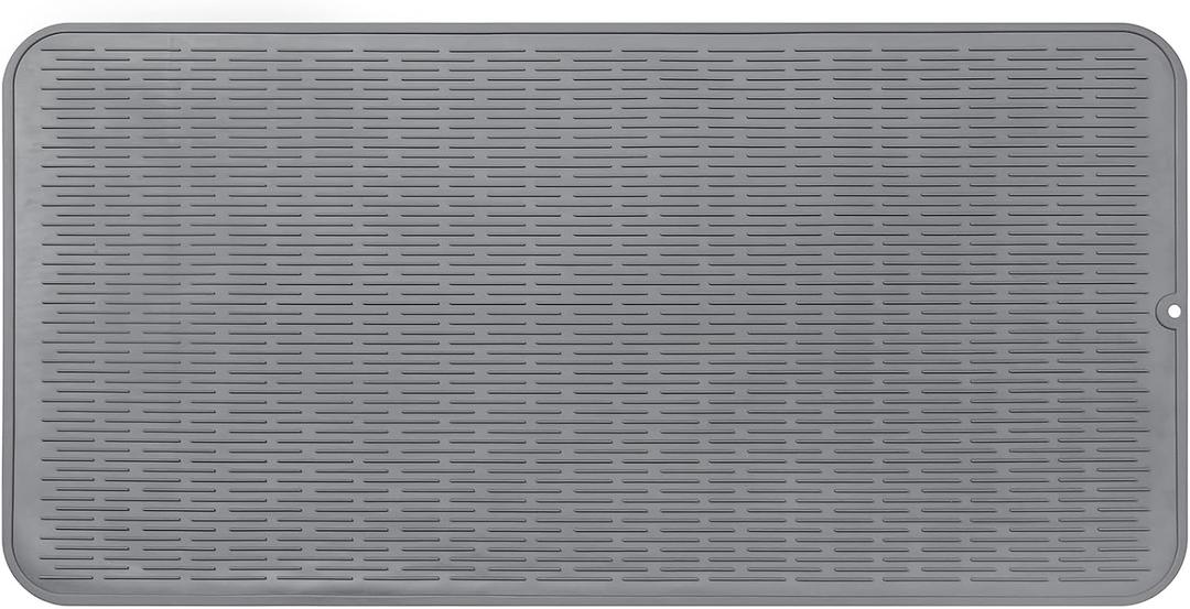 MicoYang Silicone Dish Drying Mat for Multiple Usage,Easy clean,Eco-friendly,Heat-resistant Silicone Mat for Kitchen Counter or Sink,Refrigerator or Drawer Liner Grey 5XL 36inches x 18inches