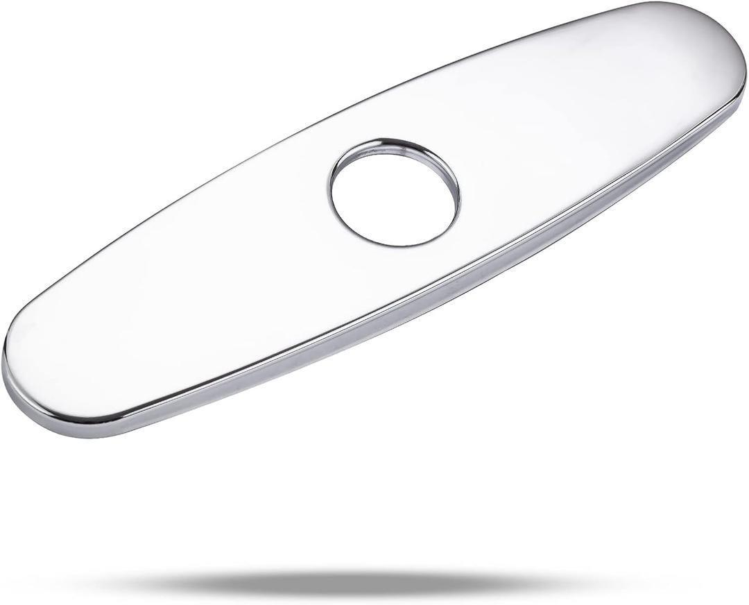 Kitchen Faucet Plate, VFAUOSIT Kitchen Sink Cover Stainless Steel Plate for 1 or 3 Hole Bathroom or Kitchen Sink Faucet 10 Inch Escutcheon Hole Covers Polished Chrome