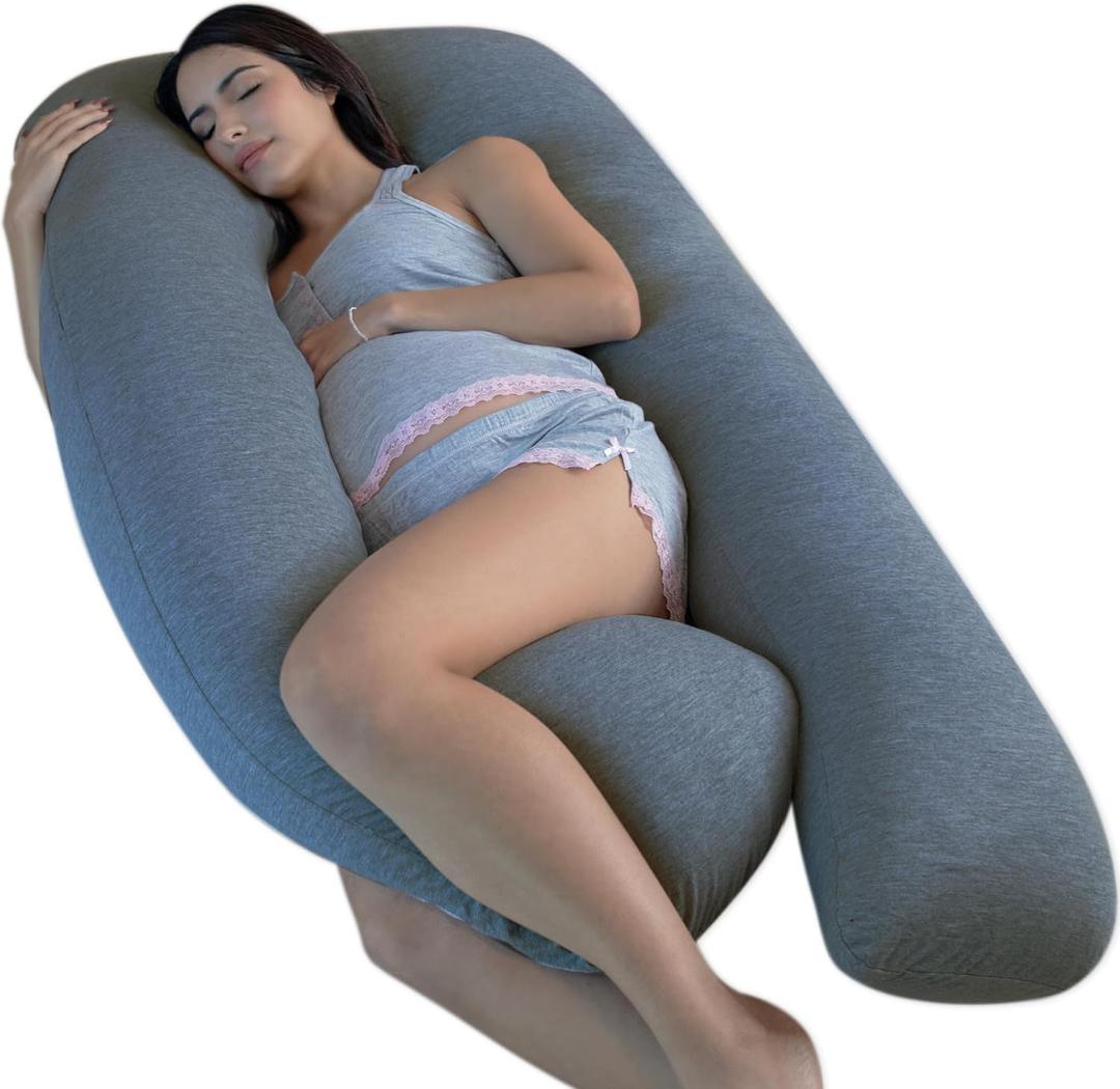 Pharmedoc Pregnancy Pillows, U-Shape Full Body Pillow - Solid  Cooling Removable Cover Dark Grey  Pregnancy Pillows for Sleeping  Body Pillows for Adults, Maternity Pillow and Pregnancy Must Haves