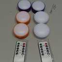 Riakrum 6 Pieces Thanksgiving Day Pumpkin Lights with Remote and Timer LED Pumpkin Lights Battery Operated Pat Jack O Lantern Bright Flameless Candles(Orange Purple, Black)