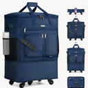 MILADA Travel Luggage Bag Suitcases with Wheels Expandable Foldable Travel Bag Collapsible Rolling Duffle Bag Large Suitcase for Men Women without Telescoping Handle,Blue