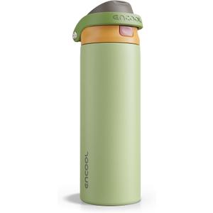 ENCOOL Leakproof Insulated Water Bottle with Straw Dual-Sip Water Bottle Bag-Safe Design for Work, Commute & Gym Keeps Drinks Cold All Day, 24 oz, Sage Green
