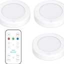 Brilliant Evolution Wireless LED Puck Light 3 Pack - Works with Remote Control - Under Cabinet, Closet Light - Battery Powered - Under Counter Lighting - Stick On Lights