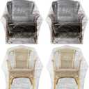 Abbylike 4 Pcs Plastic Furniture Covers Extra Large Recliner Armchair Patio Chair Covers Clear 65 x 42 x 34 Inch Waterproof Dust Proof Swivel Lounge Rocking Chair Protectors for Moving Storage