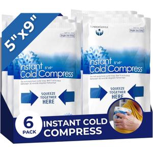 Instant Ice Packs for Injuries - 6 Pack of Disposable Cold Compress Ice Packs for Sprains, Strains, Contusions, Minor Burns, Toothaches, and More