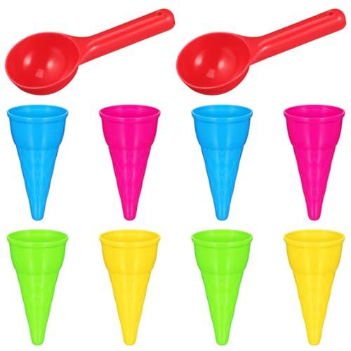 TOYANDONA 10pcs Plastic Ice Cream Cones Scoop Cones Beach Toy Kids Sand Mold Set Seaside Play Sand Toys for Outdoor Beach Toys Set(Random Color)