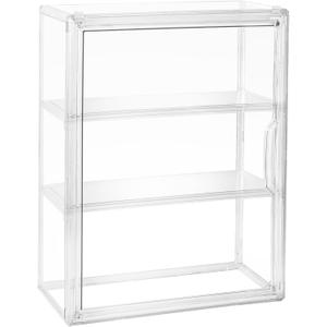 Acrylic Display Case for Figures, 3 Tier Clear Wall-Mounted Storage Organizer, Display Box with Magnetic Door, Dustproof Showcase Cabinet for Doll Action Figure Collectibles