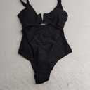 AI'MAGE Womens One Piece Swimsuits Tummy Control Bathing Suit 2025 Cutout High Waisted V Neck Monokini Swimwear L
