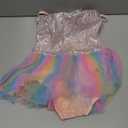 Zaclotre Little Girls Sequin Leotard Sparkly Strap Ballet Leotards Tutu Dress Ballerina Outfit Dance Costume for Kids 6-7Y
