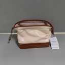 2-In-1 Jewelry Box and Makeup Bag with Mirror - Versatile Travel Jewelry Holder Organizer Cosmetic Bag, Portable Toiletry Bag with Integrated Jewelry Makeup Case for Women Men (White & Brown)