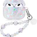 Cute Case for Airpod 3 with Pearl Lanyard Girly Cover Compatible with AirPods 3rd Generation (2021) Shell for Women