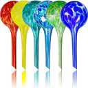 Mission Gallery Plant Watering Globes Set of 6 - Small Self Watering Globes for Indoor & Outdoor Plants - Multicolored, Automatic, Glass Watering Bulbs for Daily Use, Plant Watering Devices