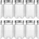 novelinks 16 oz Clear Plastic Jars with Lids, Refillable 16oz Mason Jars with Lids & Storage Containers for Kitchen & Household Use (10 Pack,Silver)