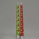 6 Pcs Christmas Flameless Taper Candles 11 Inch Long Polka Dots White Red Green Battery Operated LED Candles Elf Candlestick Table Centerpiece for Xmas Winter Holiday Party Decor