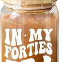 NewEleven 40th Birthday Gifts For Women - 40s Birthday Decorations For Women - 40 Year Old Gifts For Her, Woman, Sister, Mom, Daughter, Best Friend - In My Forties Era Glass - 16 Oz Coffee Glass