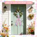 2 x 2Pcs Boxwood Wreath Sash Collection for Front Door: Perfect Spring, Easter, Valentines Decor with Elements Detailing, Water Proof, No Fading, No Fear of Sun, Rain, Wind, Specially Designed for Outdoor