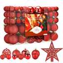 Aitsite 100 Pack Christmas Tree Ornaments Set Mini Shatterproof Holiday Ornaments Balls for Christmas Decorations (Red)