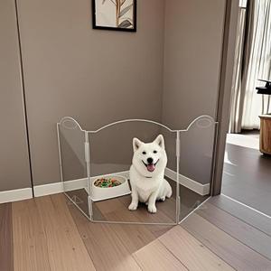 Clear Acrylic Dog Gate for Indoor Use  3 Panel Pet Gate for Doorways, No Drilling, Foldable Dog Barrier,Foldable Doggy Cat Fence with Support Feet for Home, Stairs, and Puppy Playpen
