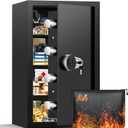 7.0 Cuft Large Fireproof Safe Box, Home Safes Water and Fireproof, Security Box with Digital Keypad, 3 Removable Shelves, Smart Alert and Sensor Light, Safes for Money Jewelry Valuables