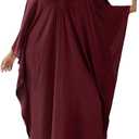 Women's Solid Color Bohemian Kaftan Dress Beach Cover Ups Plus Size Bathrobes One Size