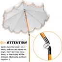 6.5ft Pagoda Beach Umbrella with Fringe, UPF 50+ Boho Umbrellas with Carry Bag, Premium Wood Pole Foldable Tassel Umbrella for Outdoor Garden Lawn Pool Yard Table