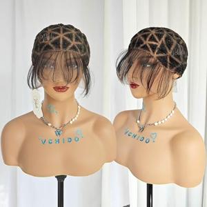 Pre-parted Full Double Lace Braided Wig Cap With Human Baby Hair For Crochet Wig Making, Triangle Parted 79 Knots Glueless Full Lace Crochet Wig Cap for Braiding and Crochet Hair, Big Head Friendly
