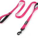 Plutus Pet Double Handle Dog Leash 6ft Long, Padded 2 Handle, Heavy Duty, Reflective Training Leash for Medium Large Dogs, Dual Handle Lead (Pink)