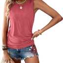 Womens Tank Tops 2 Pack Summer Tops Crew Neck Trendy Sleeveless Tops Cute Loose Fit Workout Casual Outfits 2026, Large