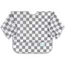 Bumkins Sleeved Bib for Girl or Boy, Baby and Toddler for 6-24 Mos, Essential Must Have for Eating, Feeding, Baby-Led Weaning Supplies, Long Sleeve Mess Saving Food Catcher, Fabric, Gray Check (A5 Charcoal Check)